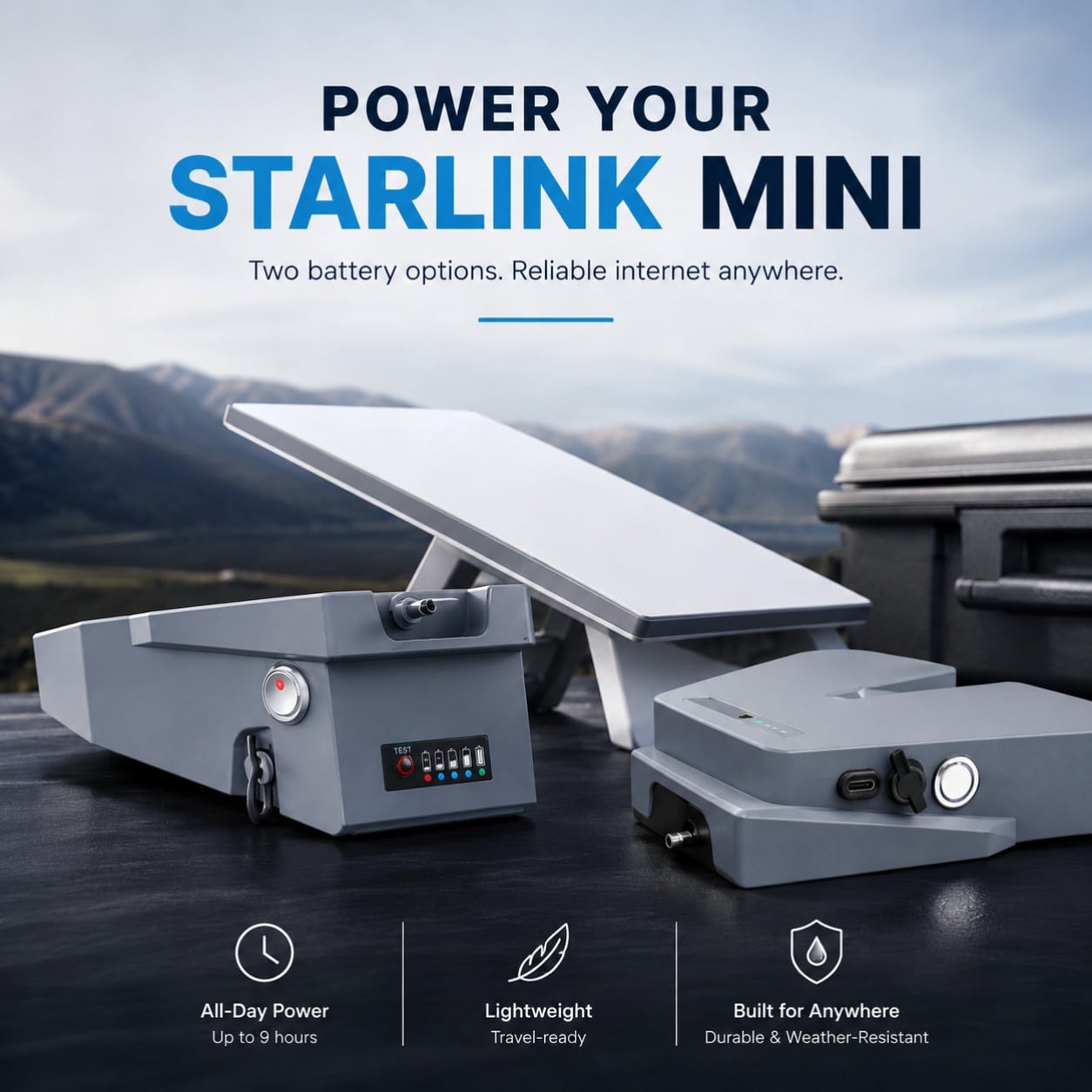Portable battery installed with Starlink Mini