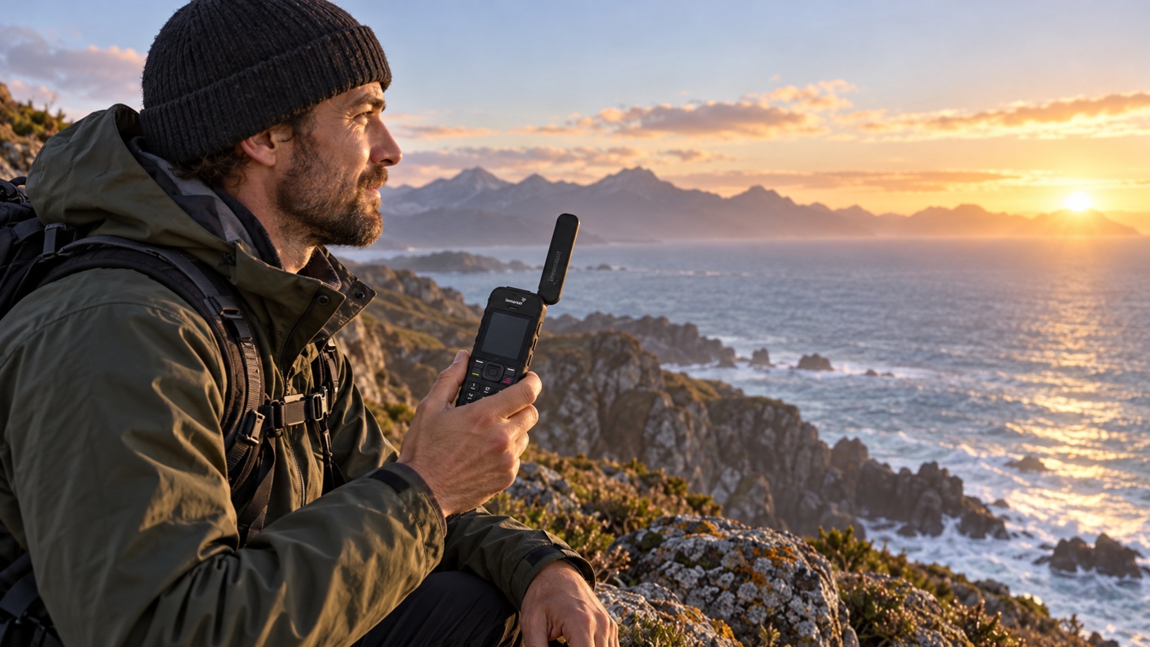Satellite phone used during a remote field operation